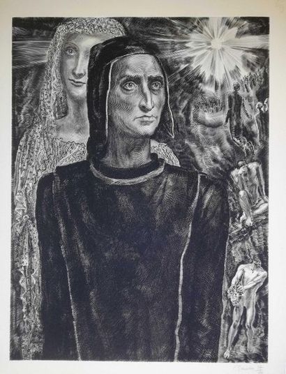 null DECARIS Albert, Dante Original Etching signed lower right, numbered on 150,...