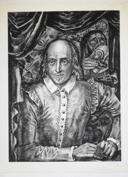 null DECARIS Albert Shaekespeare Original etching signed lower right, numbered on...