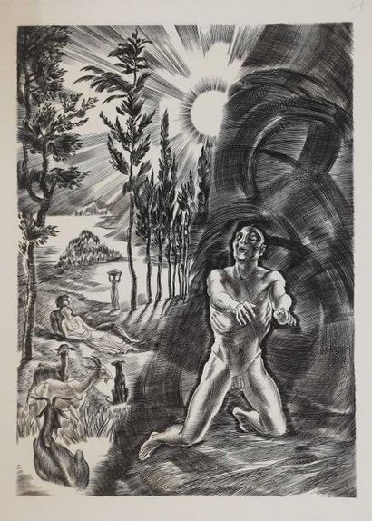 null DECARIS Albert, Samson - John Milton Engraving on paper. Unsigned, unjustified....