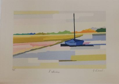 null GABY-EDEN, The Estuary Lithography on paper. Signed lower right and numbered...