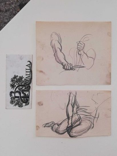 null DECARIS Albert Set of 3 drawings, 2 in pencil and one in ink. Unsigned 15 x...