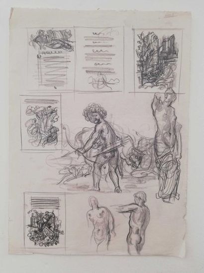 null DECARIS Albert Mythology Pencil drawing on paper. Unsigned 32 x 23 cm