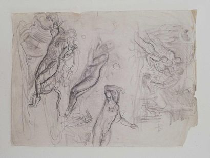 null DECARIS Albert Europe Pencil drawing on paper. Unsigned. Accidents visible on...