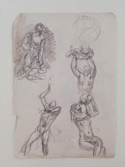 null DECARIS Albert Mythology Pencil drawing on paper. Unsigned. Accidents visible...