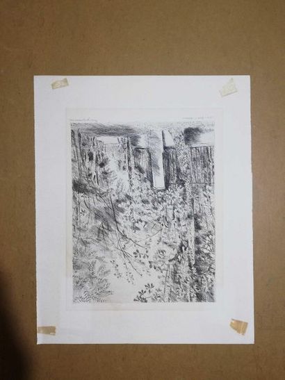 null JACQUEMIN André Bords de Marne 1941 Engraving on paper. Signed lower right....