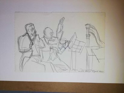 null JACQUEMIN André Concert à Epinal 1961 Pencil drawing on paper. Signed lower...