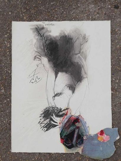 null GUIBAL Henri 2003 Crayon, collage, pastel et huile sur papier. Signé en bas...