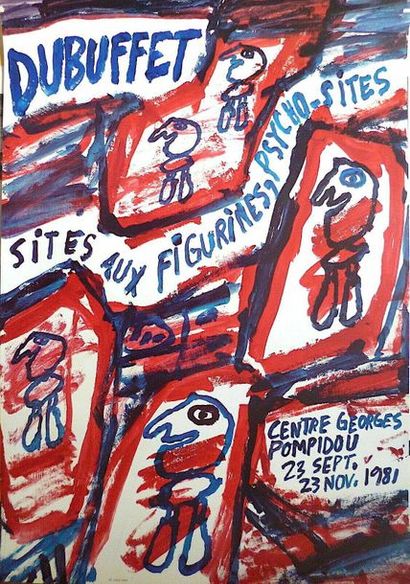 null Jean Dubuffet 1981 Affiche originale offset. Exposition à Paris Centre Pompidou...