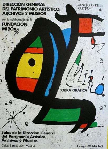 null Joan Miro 1978 Affiche originale en Lithographie. 70 x 51 cm
