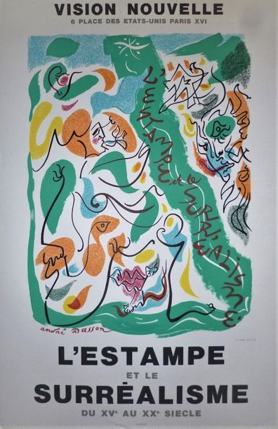 null André Masson Poster in lithography. Signature printed lower left. Mourlot Printer...