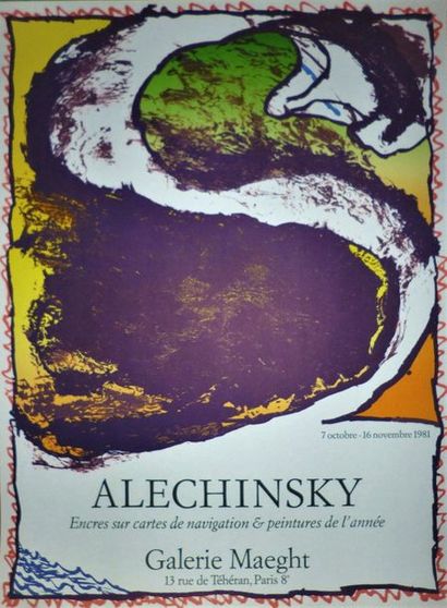 null Pierre Alechinsky 1981 Affiche originale. Exposition Maeght. 74 x 55 cm