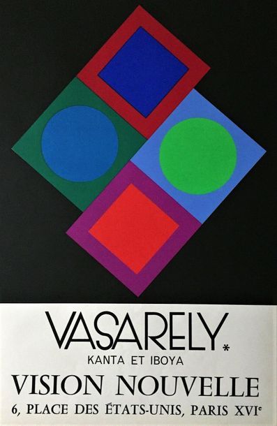 null Vasarely Victor silkscreen poster. Made for an exhibition in Paris. 60 x 40...