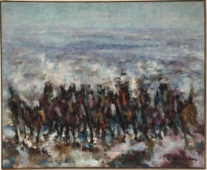 null Pierre-André de Wisches, Wild Horses 1965 Oil on canvas. Signed lower right....