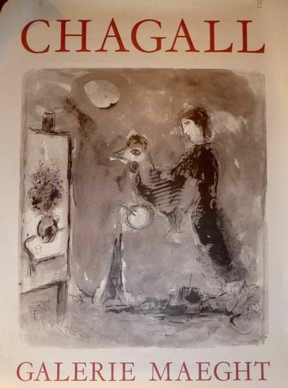 null Marc Chagall 1977 Affiche originale. Exposition Maeght 1977. Exemplaire plié,...