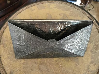 null Mail box made of embossed metal with foliated decoration