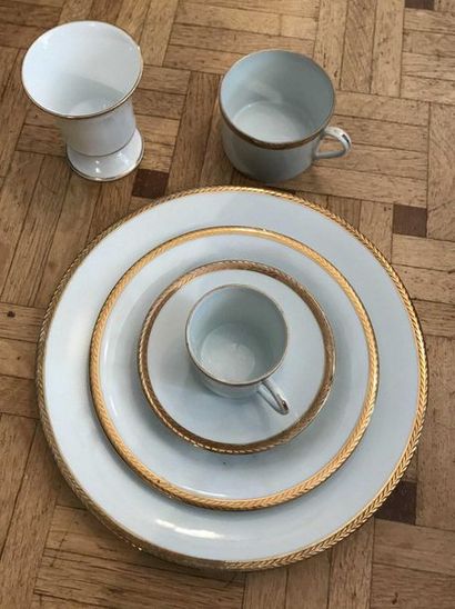 null Porcelain table service part in Limoges porcelain with a gilded border deco...