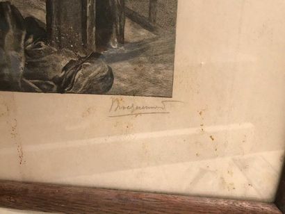 null Large engraving after Messonier by Dignimont The brawl Signed in the margin...
