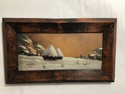 null Snow Landscape Oil on panel signed P GOBERT