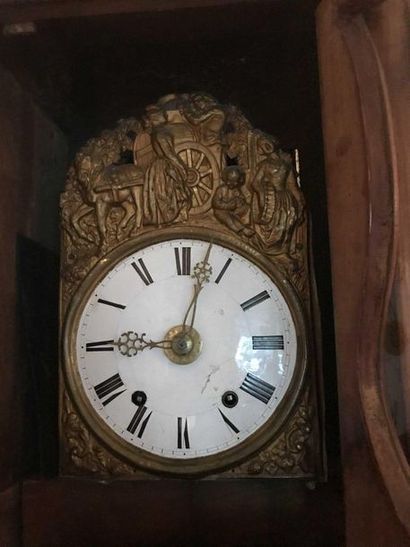 null Walnut floor clock, gold-plated brass dial Provincial work