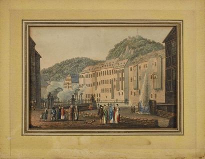 null Attribué à Lorenz JANSCHA (1749-1812) "Carlsbad" Eau forte en couleurs 9x13cm...
