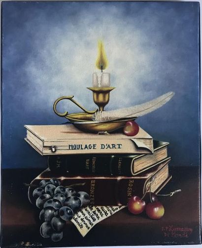 null Jean Paul LEMASSON DE CONDE
Candlestick with pen
Oil on canvas
27x22cm