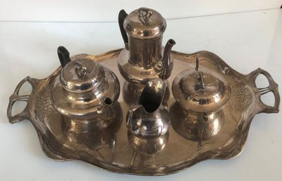 null ORIVIT, Silver metal tea and coffee set with art nouveau decoration including...