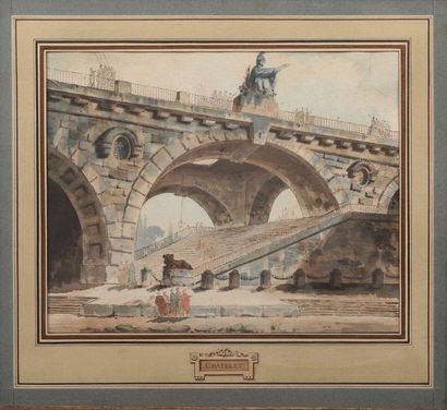 null 11 Attribué à Louis-Jean DESPREZ (Auxerre 1743 - Stockholm 1804) Vue d’un pont...
