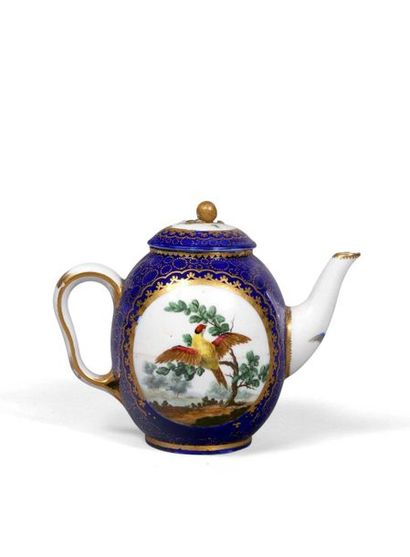 null 130 Sèvres Calabria teapot covered in soft porcelain with polychrome decoration...