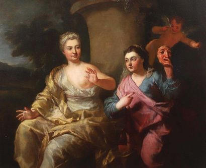 null 20 Pierre DULIN (1669-1748) Portrait of two women in Vertumne and Pomone Toile....