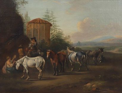 null 21 École HOLLANDAISE vers 1800 suiveur de Karel Dujardin Le concert champêtre...