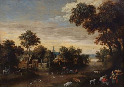 null 22 Martin RYCKAERT (1587 - 1631) Paysage de rivière en Flandre et Paysage avec...