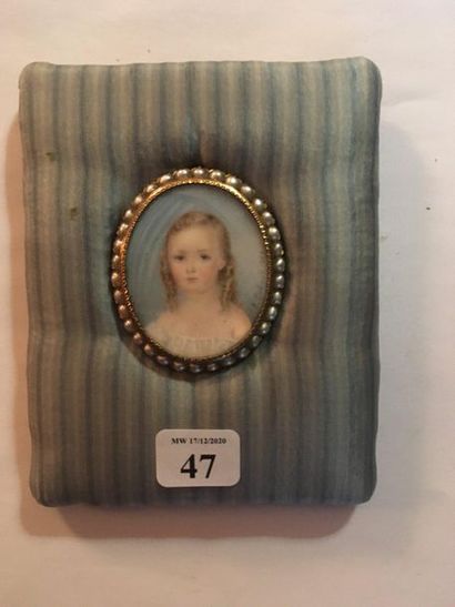 47 Miniature oval Portrait of a young girl...