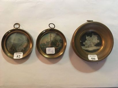 null 52 Deux miniatures circulaires à sujet de paysages animés Fin du XVIIIe siècle....