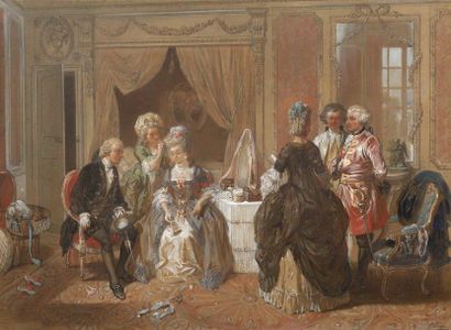 null 6 French School of the XIXth century Salon scene in the taste of the XVIIIth...