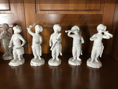 null Suite of subjects representing musicians in white porcelain marked HOCHT Height:...
