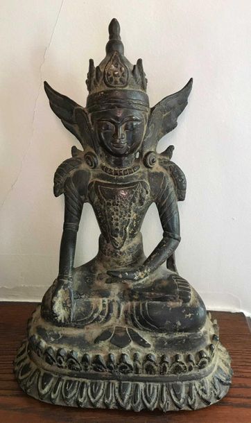 null Bouddha en position du lotus en bronze Thaïlande Hauteur : 26cm Ref DAM78