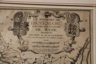 null Carte « le royaume de Danemarc… » d’après N de Fer 59x48cm Ref DAM78