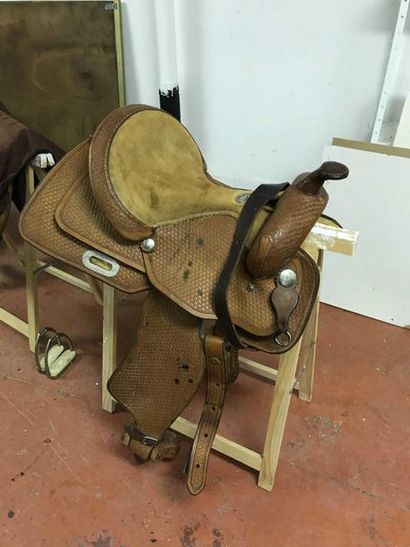 null Alamo saddlery brackettville texas Saddle for rodeo A pair of fringed chaps...