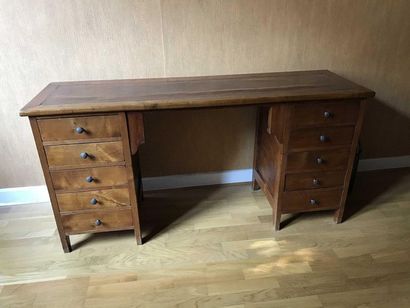 null Natural wood desk with two pedestals opening by 5 drawers on each side. Brown...
