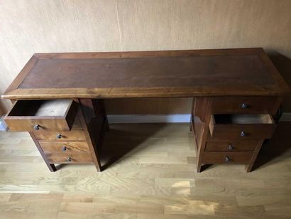 null Natural wood desk with two pedestals opening by 5 drawers on each side. Brown...