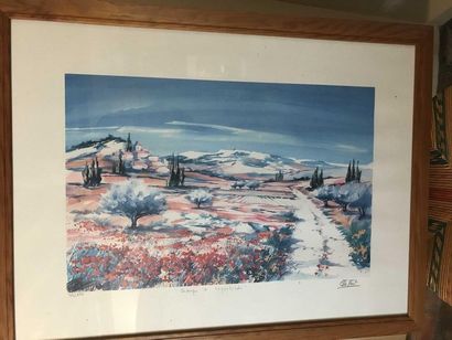 null Ella FORT Field of poppies Lithograph in colours, signed lower right, n°76/390...