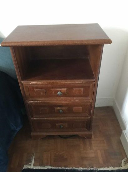 null Small cabinet with niche and 4 drawers in stained wood 85x42x32 Small cabinet...