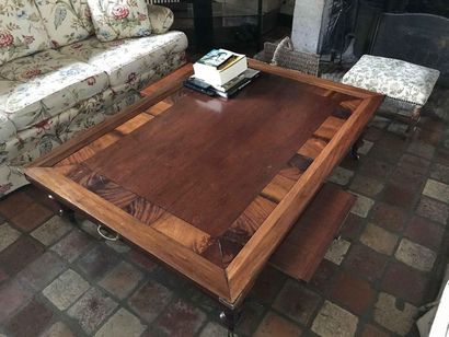 null Rectangular coffee table in natural wood, legs finished with casters Height:...