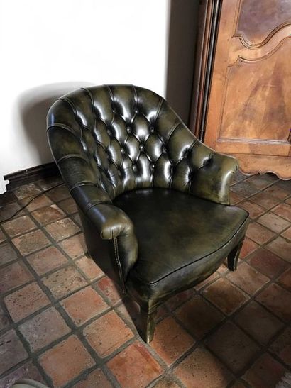 null Pair of green padded armchair Height: 78cm Ref DAM78