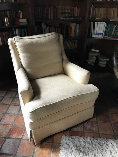 null Comfortable armchair in beige fabric Height: 87cm - Length: 100cm - Width: 43cm...