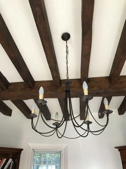 null Wrought iron chandelier with 6 light arms Ref DAM78