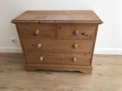 null Bedroom furniture and pine comprising: double bed, pair of bedside tables with...