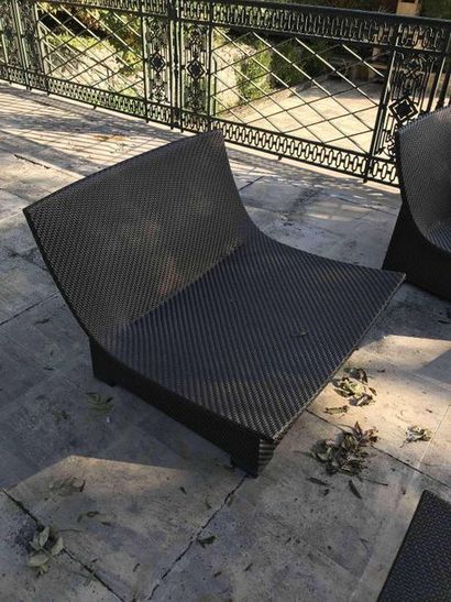 null DEDON Mobilier de jardin en résine tressée comprenant 4 sièges formant canapé...