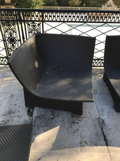 null DEDON Mobilier de jardin en résine tressée comprenant 4 sièges formant canapé...