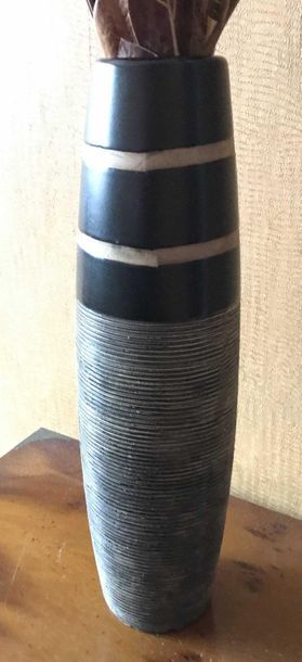 null Large ceramic vase with brown and gold decoration Height: 40cm